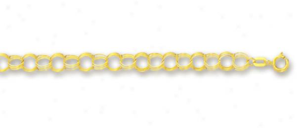 14k Yellow 4.5 Mm Triple Ring Charm Bracelet - 7 Inch