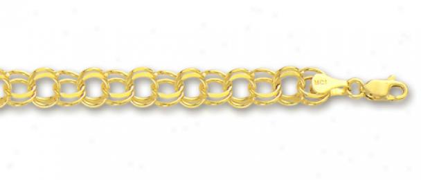 14k Yellow 5 Mm Charm Bracelet - 7 Inch