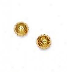 14k Yellow 5 Mm Diamond-cut Ball Earrings
