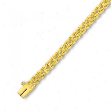 14k Yellow 5 Mmm Double Row Solid Rope Bracelet - 7 Inch