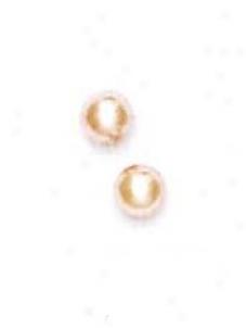 14k Yellow 5 Mm Large Light-rose Crystal Pearl Earrings