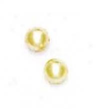 14k Yellow 5 Mm Round White Crystal Pearl Earrings
