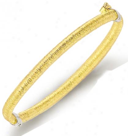 14k Yellow 5 Mm Velvet Design Bangle - 7 Inch