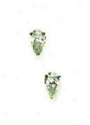 14k Yellow 5x3 Mm Pear Cz Friction-back Stud Earrings