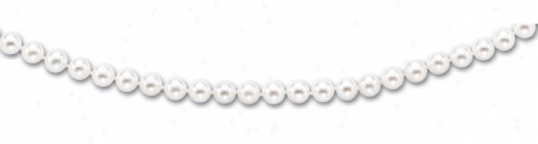14k Yellow 6-6.5 Mm Fresh Water White Pearl Necklace - 20 In