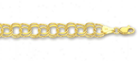 14k Yellow 6 Mm Charm Bracelet - 7 Inch