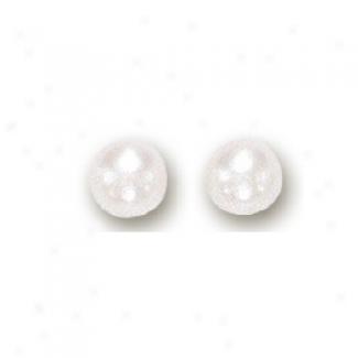 14k Yellow 6 Mm Cultured White Pearl Earrings