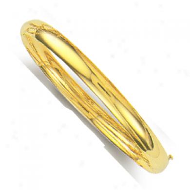 14k Yellow 6 Mm Piain Bold Bangle - 8 Inch