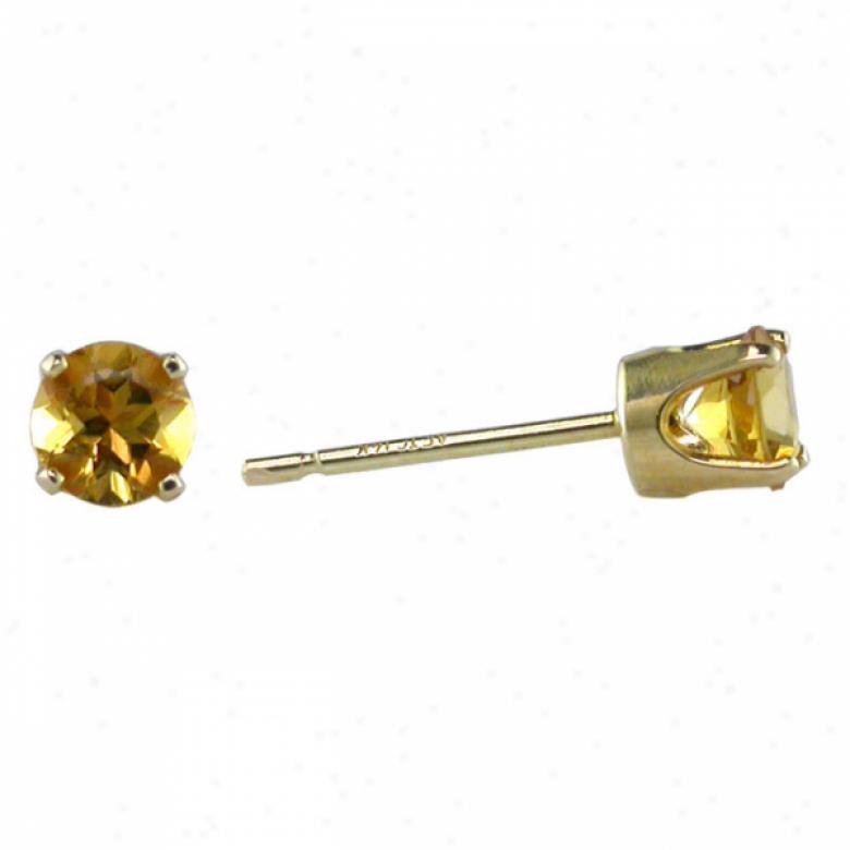 14k Yellow 6 Mm Round Citrine Stud Earrings