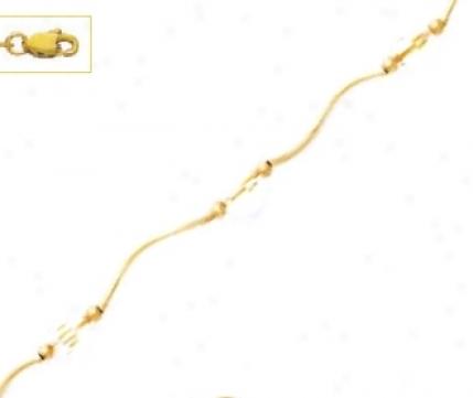 14k Yellow 6 Mm A~ Clear Crystal Bar Station Necklace