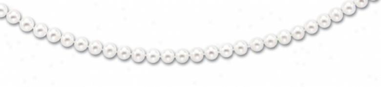 14k Yellow 6.5-7 Mm Fr3sh Water White Pearl Necklace - 16 In