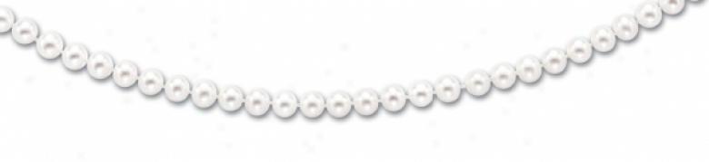 14k Yellow 6.5-7 Mm Fresh Water White Pearl Necklace - 18 In