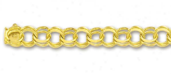 14k Yellow 6.5 Mm Charm Bracelet - 8 Inch