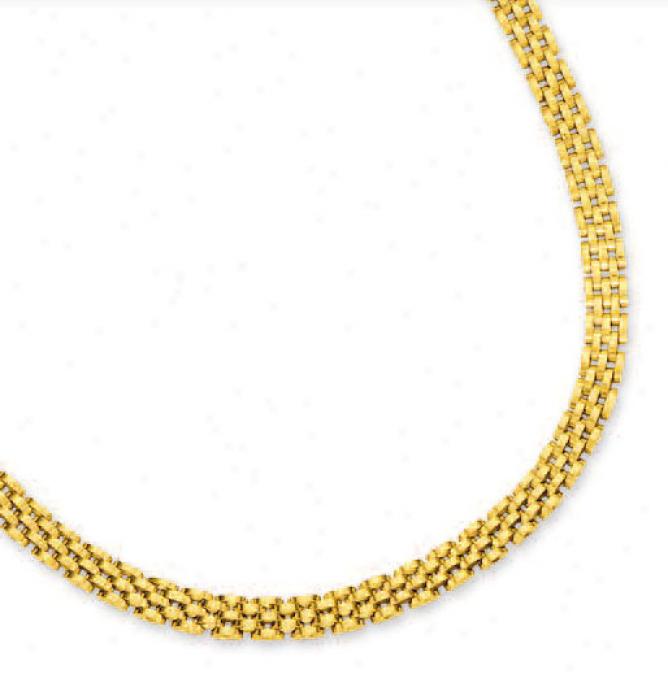 14k Yellow 6.5 Mm Five Row Panther Necklace - 17 Inch