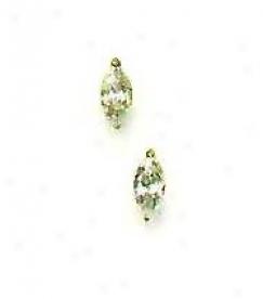 14k Yellos 6x3 Mm Marquise Cz Friction-back Stud Earrings