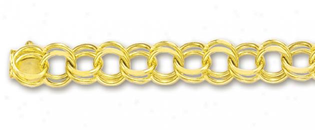 14k Yellow 7 Mm Charm Bracelet - 7 Inch