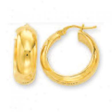 14k Yellow 7 Mm Medium Mirror Hoop Earrings