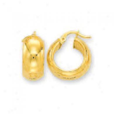 14k Yellow 7 Mm Small Mirror Hoop Earrings