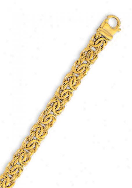 14k Yellow 7.5 Mm Light Byzantine Bracelet - 8 Inch