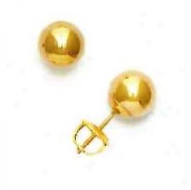 14k Golden 8 Mm Ball Screw-back Earrings