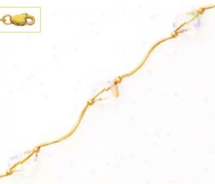 14k Yellow 8 Mm Helix Clear Crystal Drop Lever-back Earrings