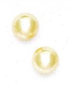 14k Yellow 9 Mm Round White Crystal Pearl Earrings