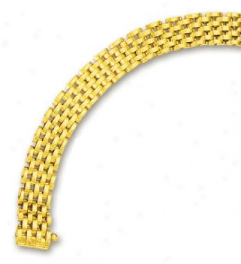 14k Yellow 9 Mm Seven Row Panther Bracelet - 7 Inch