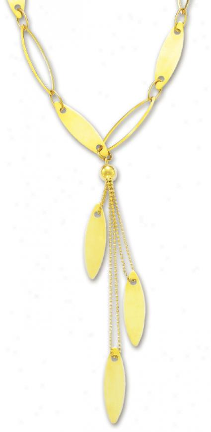 14k Yellow Alternating Link Necklace - 17 Inch