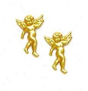 14k Yellow Angel Friction-back Earrings