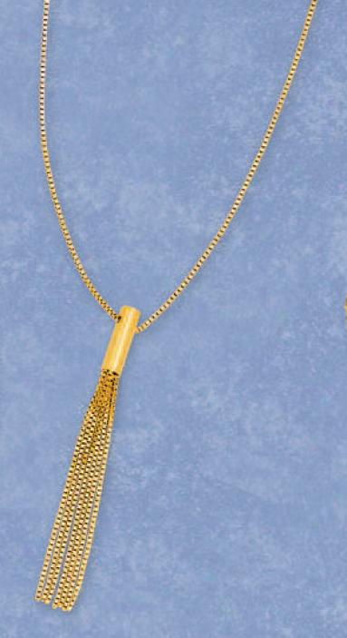 14k Yellow Box Link Lariat Necklace - 17 Inch