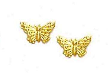 14k Yellow Butterfly Friction-back Earrings