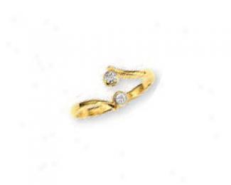 14k Yellow Bypass Round Cubci Zirconia Toe Ring