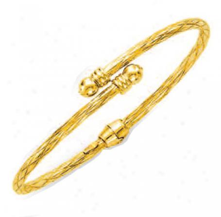 14k Yellow Bypass Twisted Bangle - 7 Inch