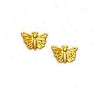 14k Yellow Childrens Butterfly Friction-back Earrings