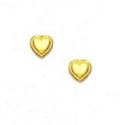 14k Yellow Childrens Petite Heart Friction-back Earrings