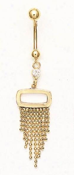 14k Golden Cz Drop Beads Belly Ring