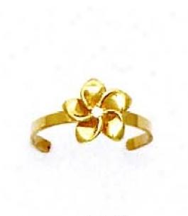 14k Yellow Cz Flower Toe Ring