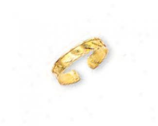 14k Yellow Diamond-cut Toe Ring