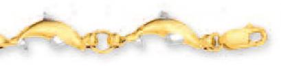 14k Yellow Dolphin Station Anklet - 10 Inch