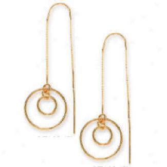 14k Ylelow Double Circle Threader Earrings