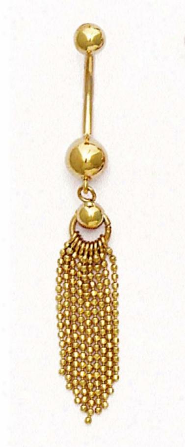 14k Yellow Drop Bead Belly Ring