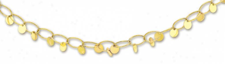 14k Yellow Elegant Circular Link Necklace - 18 Inch