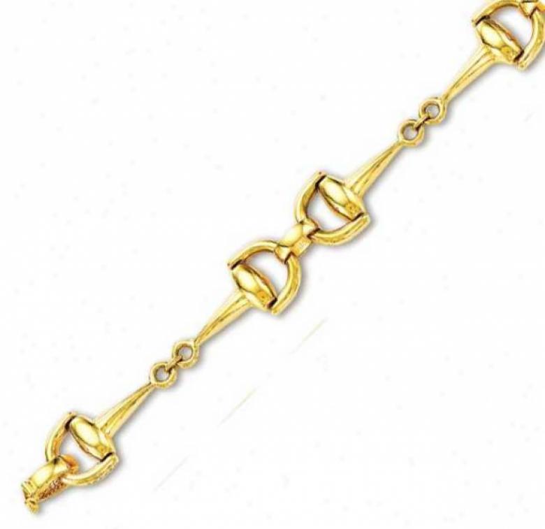14kk Yellow Elegant Horse Bit Design Bracelet - 8 Inch