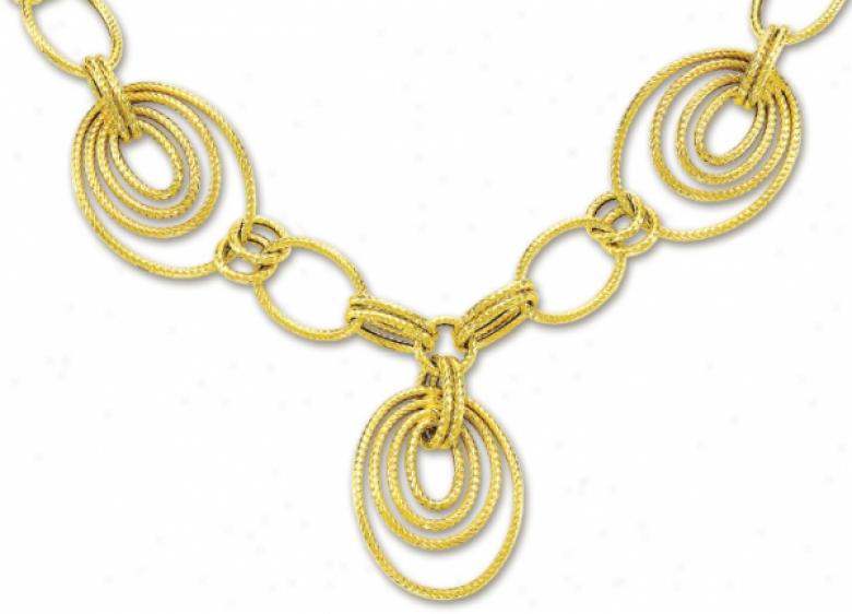 14k Yellow Elegant Oval Links Design Earrings