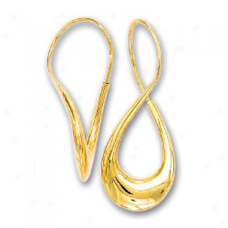 14k Yellow Elegant Swirl Drop Earrings