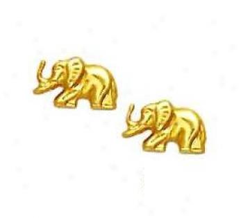 14k Yellow Elephant Friction-back Earrings