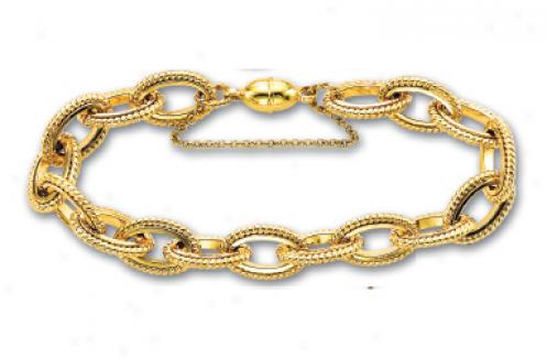 14k Yellow Faceted Oval Rolo Bracelet - 7.5 Inch