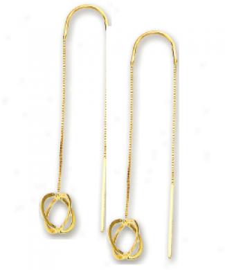 14k Yellow Fancy Design Threader Earrings