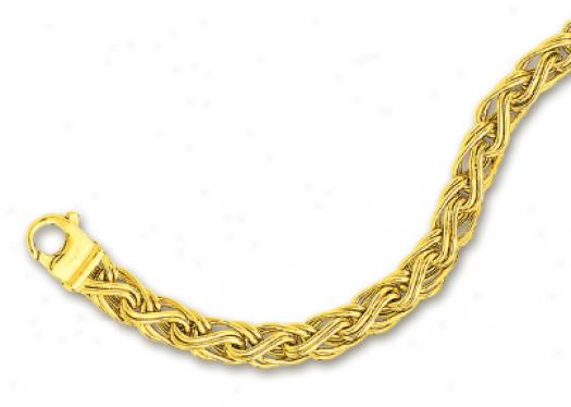 14k Yellow Fancy Flat Wheat Bracelet - 7.25 nIch