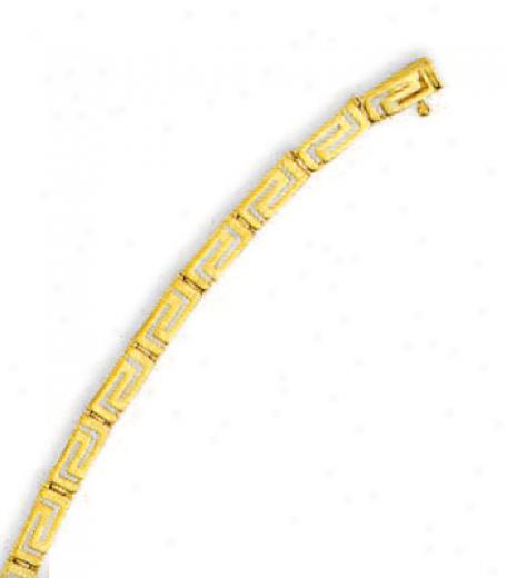 14k Yellow Fancy Greek Key Bracelet - 7.25 Inch